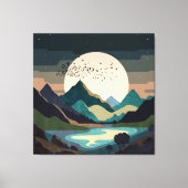 Supermaan op het meer canvas afdruk (Voorkant)