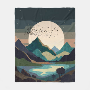 Supermaan op het meer fleece deken