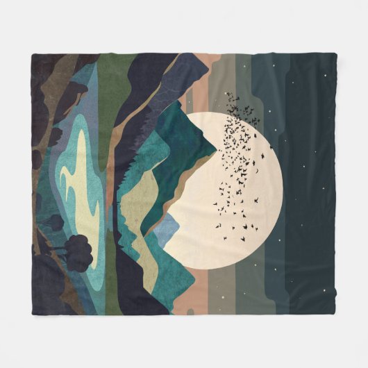 Supermaan op het meer fleece deken (Voorkant (Horizontaal))