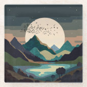 Supermaan op het meer glazen onderzetter (Voorkant)