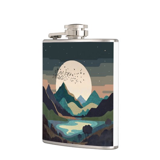 Supermaan op het meer heupfles (Links)