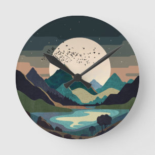 Supermaan op het meer ronde klok