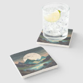 Supermaan op het meer stenen onderzetter (Zijkant)