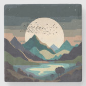 Supermaan op het meer stenen onderzetter (Voorkant)