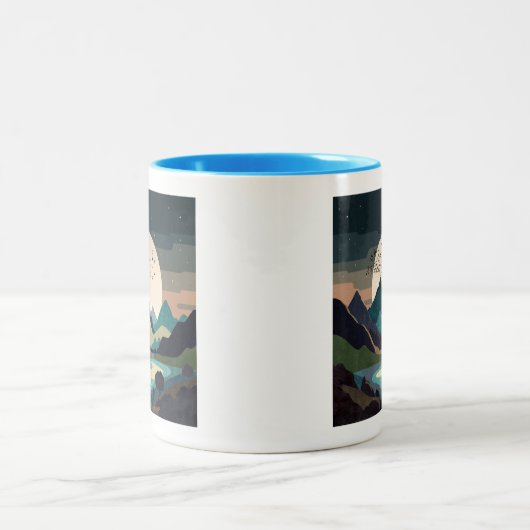 Supermaan op het meer tweekleurige koffiemok (Center)