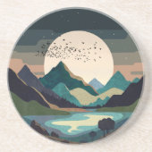 Supermaan op het meer zandsteen onderzetter (Voorkant)