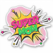 Supermam Pop Art roze geel groen 4-inch vinyl Sticker (Voorkant)