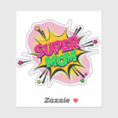 Supermam Pop Art roze geel groen 4-inch vinyl Sticker (Vel)