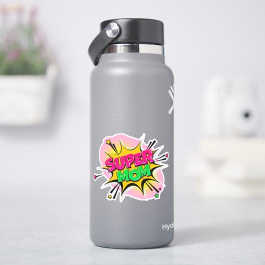Supermam Pop Art roze geel groen 4-inch vinyl Sticker (HydroFlask)