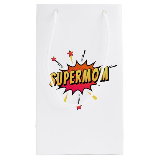 Supermam Retro Comic Pop Art | Gift Bag Klein Cadeauzakje (Achterkant)