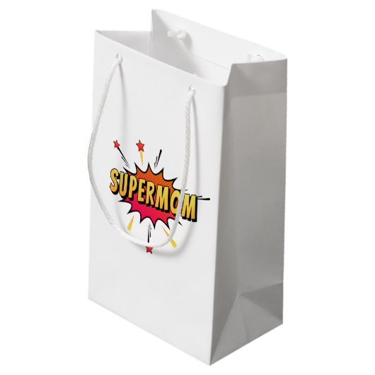 Supermam Retro Comic Pop Art | Gift Bag Klein Cadeauzakje (Achterkant Gekanteld)