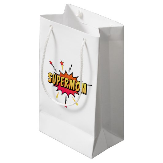 Supermam Retro Comic Pop Art | Gift Bag Klein Cadeauzakje (Voorkant Gekanteld)
