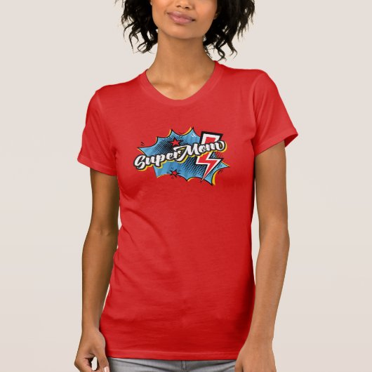 SuperMam Superheld stripstijl Gift t-shirt in rood (Voorkant)