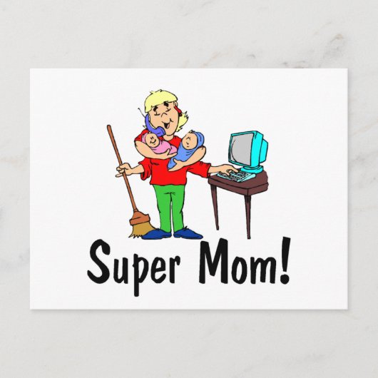 Supermama (4 armen) briefkaart (Voorkant)