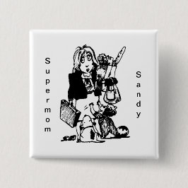 Supermama Custom Name Moederdag Vierkante Button 5,1 Cm