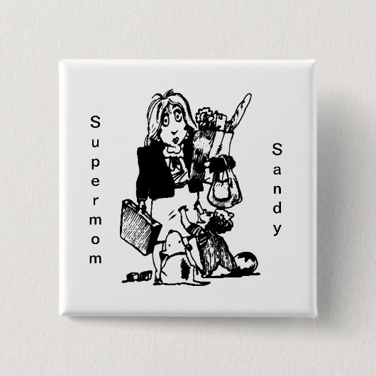 Supermama Custom Name Moederdag Vierkante Button 5,1 Cm (Voorkant)