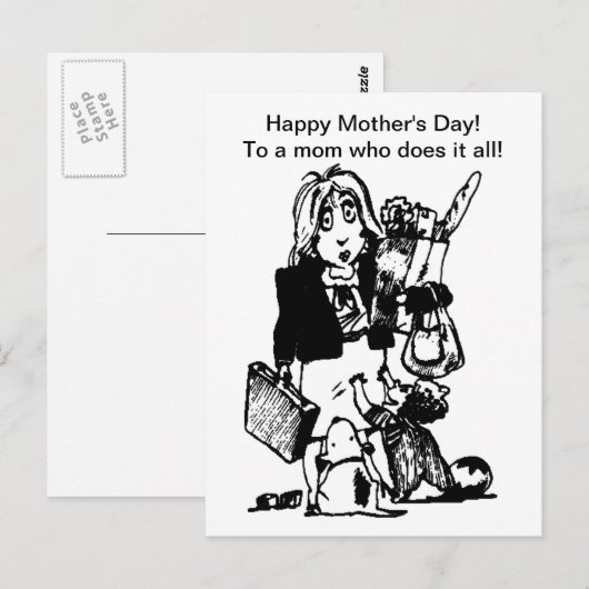 Supermama: Een moeder die alles doet Briefkaart (Voorkant / Achterkant)