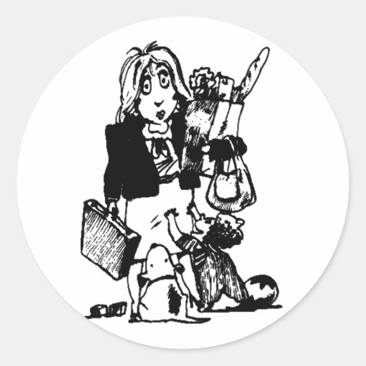 Supermama: Een moeder die alles doet Ronde Sticker (Voorkant)