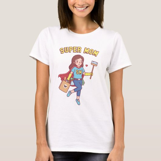 Supermama met Cape Funny Moederdag T-shirt (Voorkant)