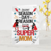 Supermama op Moederdag stripboek van Kinderen Kaart (Gele Bloem)