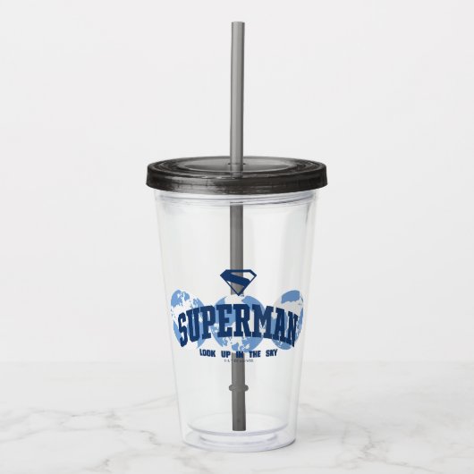 Superman aan de overkant van het Wereldbol Acryl Drinkbeker (Voorkant)