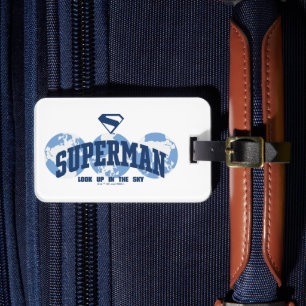 Superman aan de overkant van het Wereldbol Bagagelabel