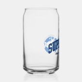 Superman aan de overkant van het Wereldbol Blikvorm Glas (Rechts)