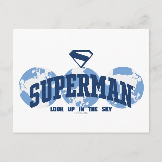 Superman aan de overkant van het Wereldbol Briefkaart (Voorkant)