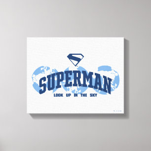 Superman aan de overkant van het Wereldbol Canvas Afdruk