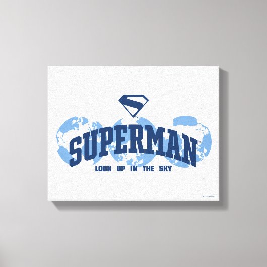 Superman aan de overkant van het Wereldbol Canvas Afdruk (Voorkant)
