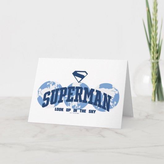 Superman aan de overkant van het Wereldbol Kaart (Voorkant)