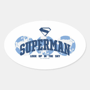 Superman aan de overkant van het Wereldbol Ovale Sticker
