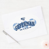 Superman aan de overkant van het Wereldbol Ovale Sticker (Envelop)