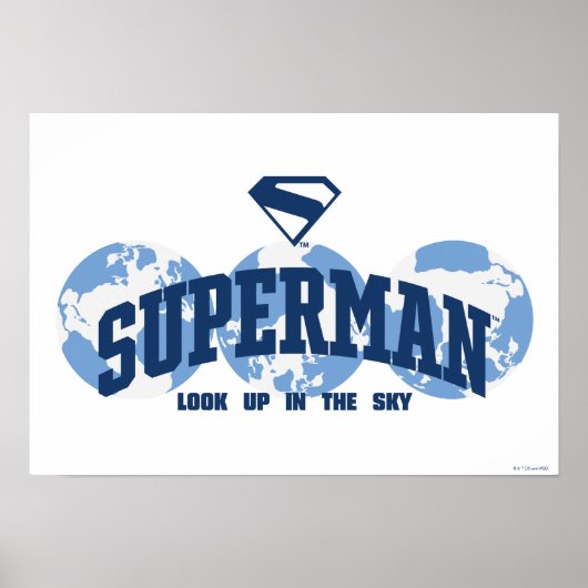 Superman aan de overkant van het Wereldbol Poster (Voorkant)