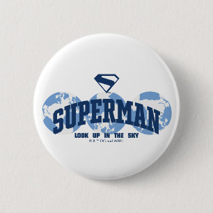 Superman aan de overkant van het Wereldbol Ronde Button 5,7 Cm