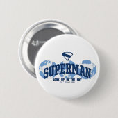 Superman aan de overkant van het Wereldbol Ronde Button 5,7 Cm (Voorkant /achterkant)