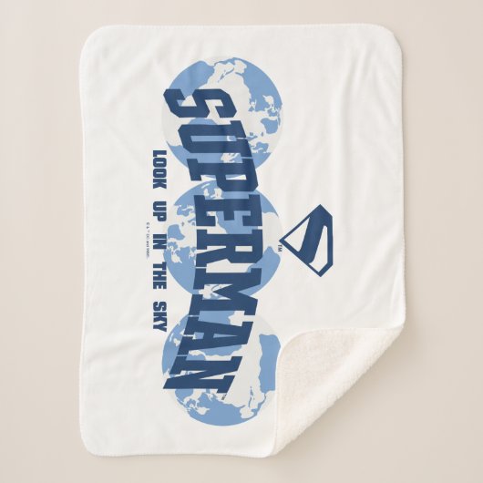 Superman aan de overkant van het Wereldbol Sherpa Deken (Voorkant)