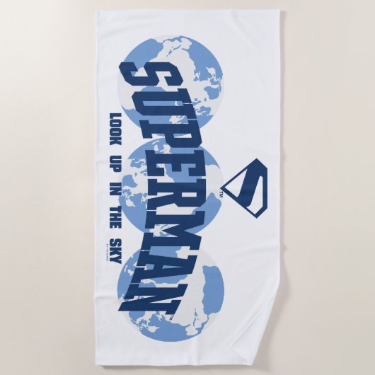 Superman aan de overkant van het Wereldbol Strandlaken (Voorkant)