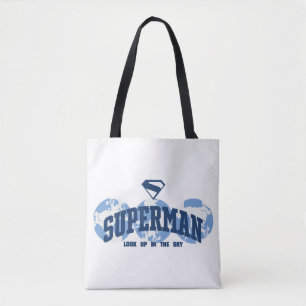 Superman aan de overkant van het Wereldbol Tote Bag