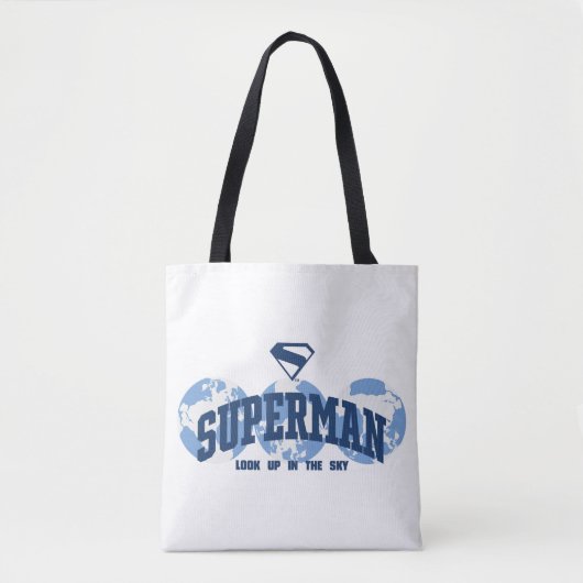 Superman aan de overkant van het Wereldbol Tote Bag (Voorkant)
