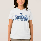 Superman aan de overkant van het Wereldbol Tri-Blend Shirt (Voorkant)