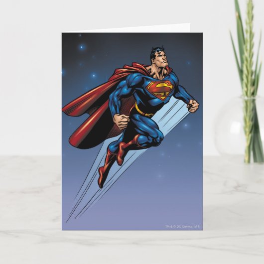 Superman against the night sky kaart (Voorkant)