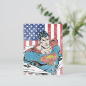 Superman & Amerikaanse vlag Briefkaart (Staand voorkant)