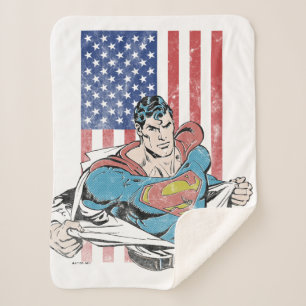 Superman & Amerikaanse vlag Sherpa Deken