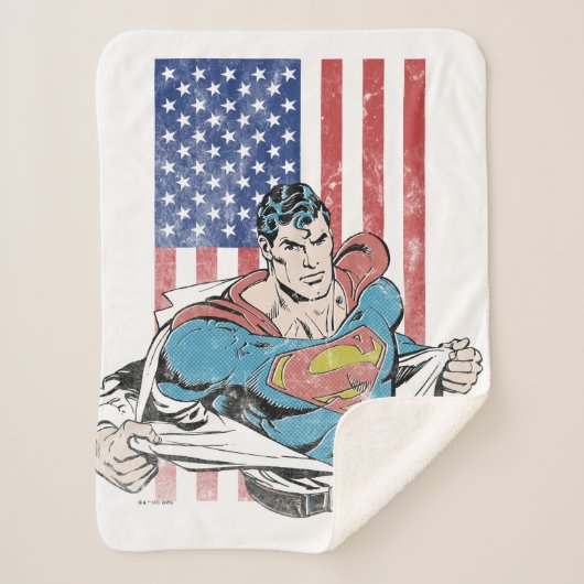 Superman & Amerikaanse vlag Sherpa Deken (Voorkant)
