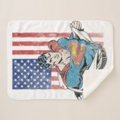 Superman & Amerikaanse vlag Sherpa Deken (Voorkant (horizontaal))