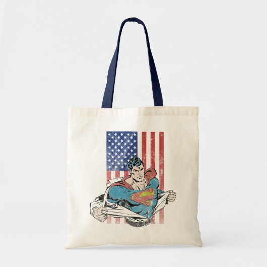 Superman & Amerikaanse vlag Tote Bag (Voorkant)