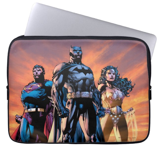 Superman, Batman en Wonder Woman Trinity Laptop Sleeve (Voorkant)