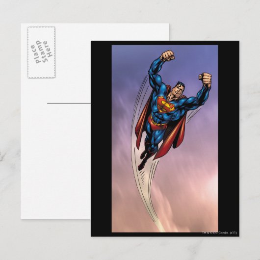 Superman beide opgestoken wapens briefkaart (Voorkant / Achterkant)
