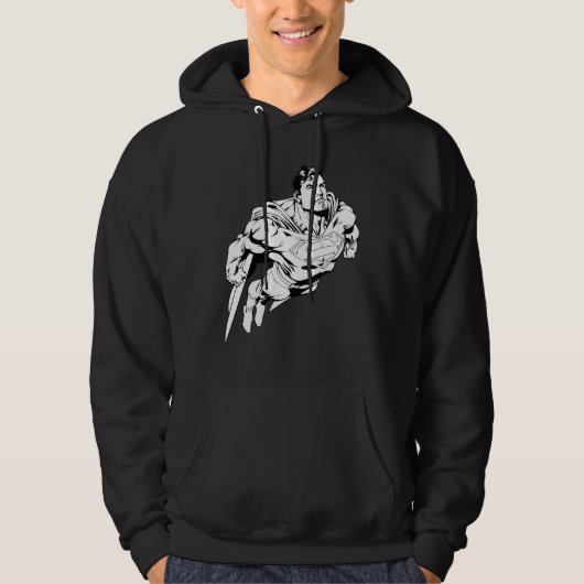 Superman Black en White 1 Hoodie (Voorkant)